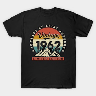 60 Years Of Being Awesome Vintage 1962 60th Birthday 60th Birthday Gift T-Shirt